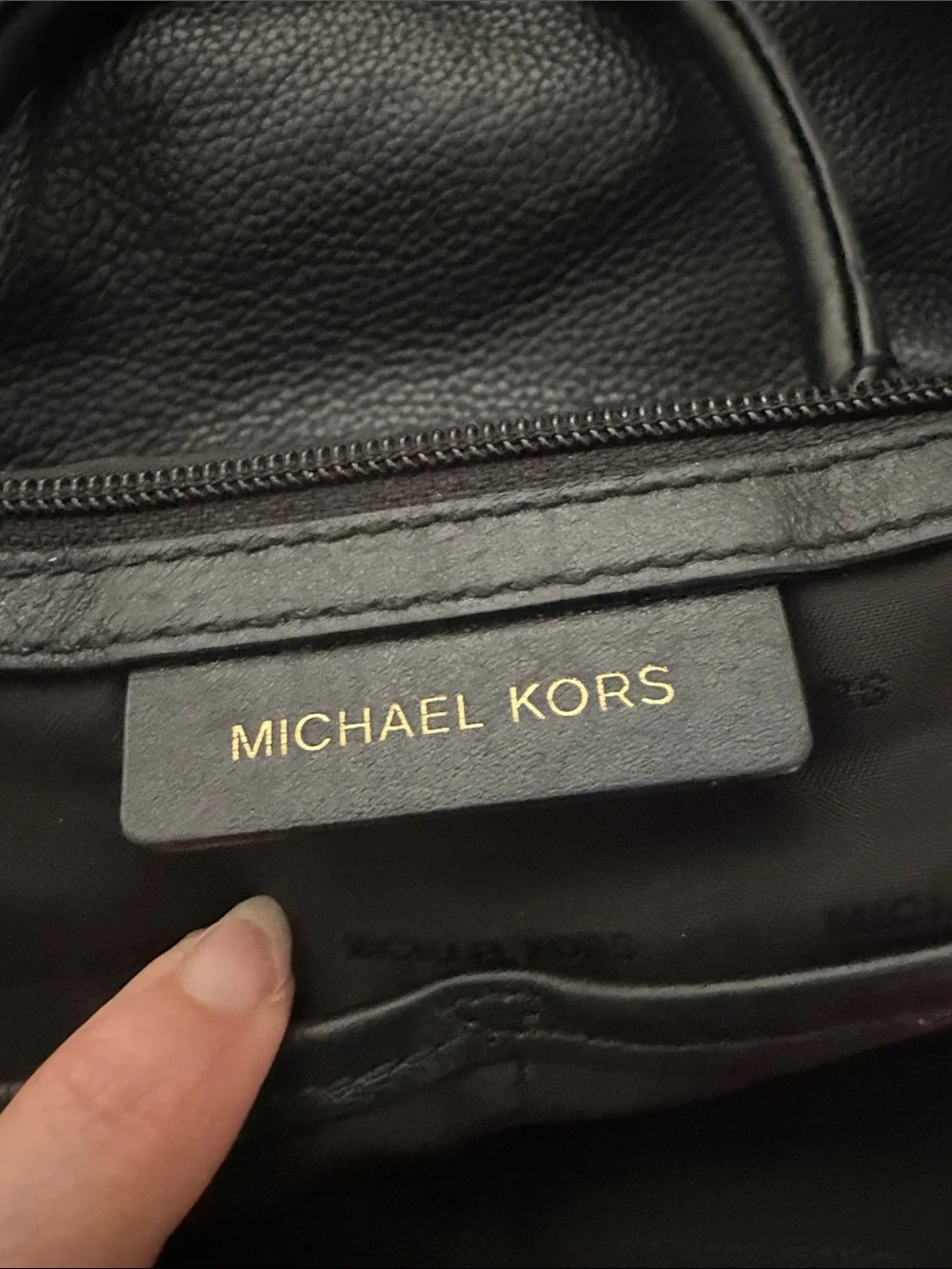 Michael Kors Black Leather Shoulder Bag with Gold Logo